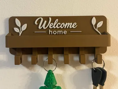 Welcome Home Key Holder Shelf with 6 Hooks