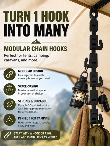 Letrero o emblema decorativo: Camping Chain Hooks – Turn 1 Hook Into Many — vista de referencia 2