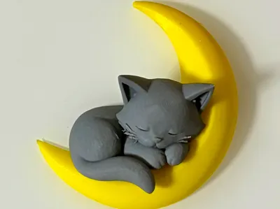 Sleeping Cat Magnet | Moon Decor | No AMS