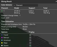 0.12mm layer, 2 walls, 15% infill