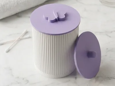 Fluted Cotton Swab Holder — 2 Lids Models