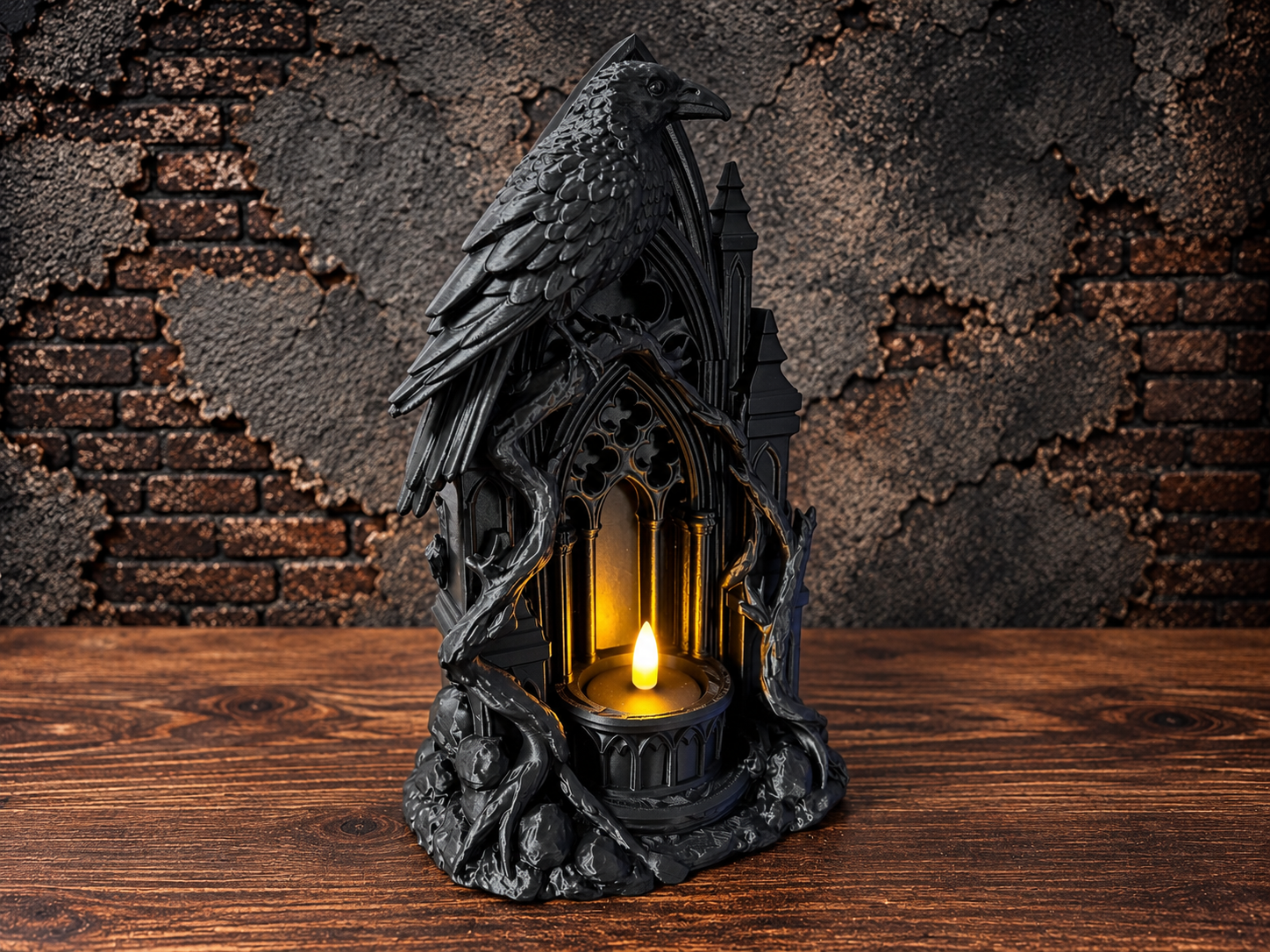 Raven Cathedral Tea Light Holder - 3D printed Decor, in stock in India
