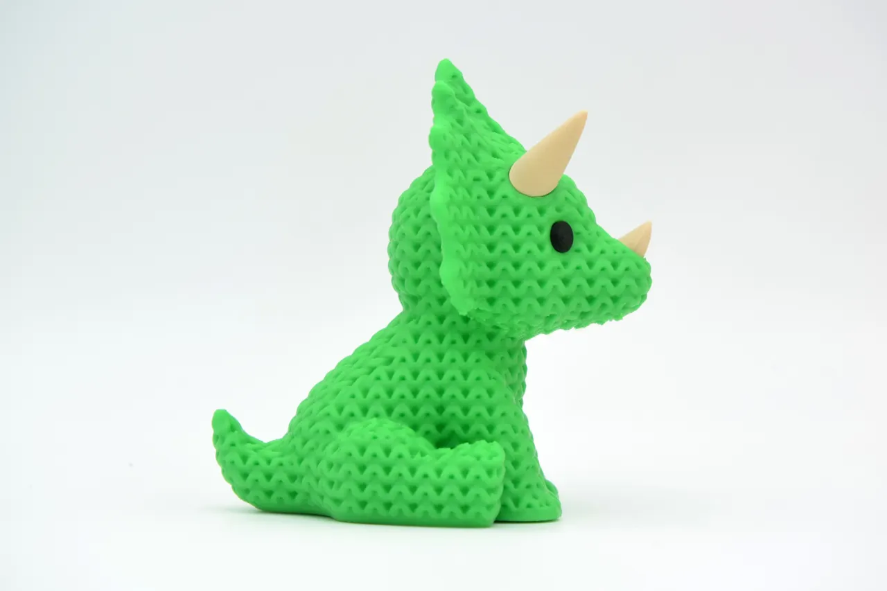Knitted Triceratops Dinosaur view 3