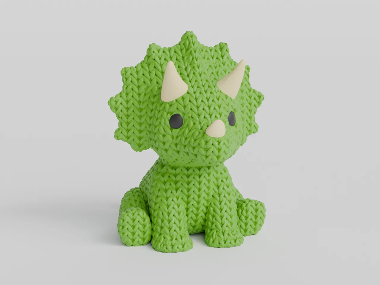 Knitted Triceratops Dinosaur view 4