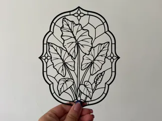 Décoration mural effet vitrail - Plante Alocasia