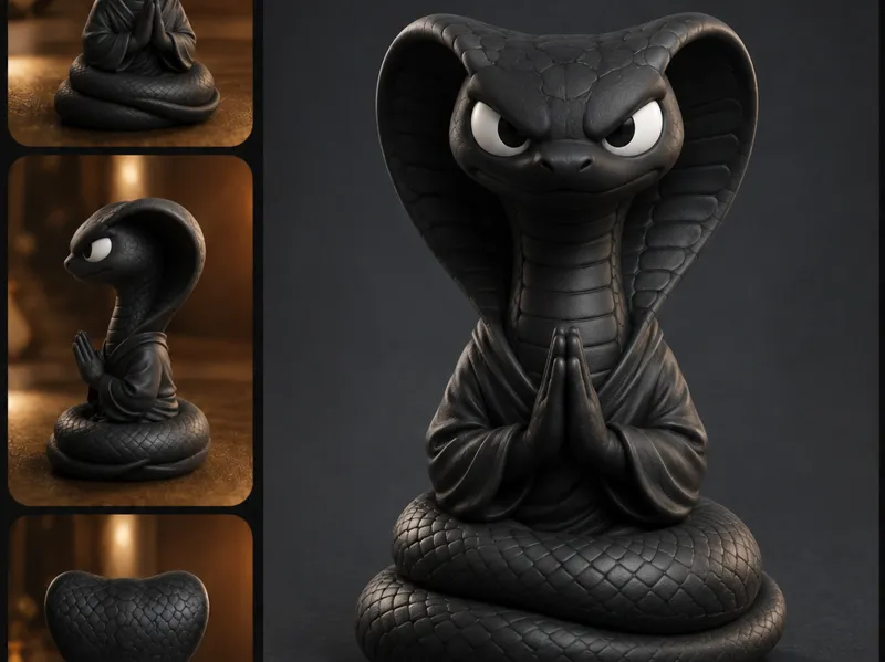 Grumpy Zen Cobra Monk Figurine