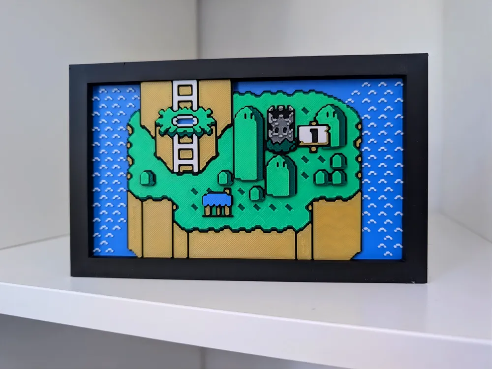 Super Mario World — Yoshi's Island Map 3D-printed pixel art