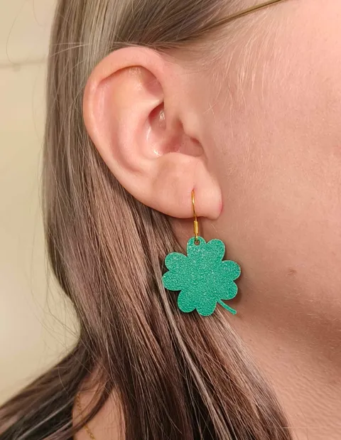 Four leaf clover earrings view 2