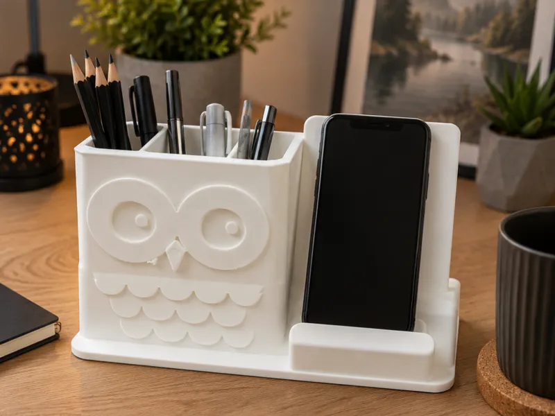 Owl Desk Organizer with Phone Stand–3D Print Model