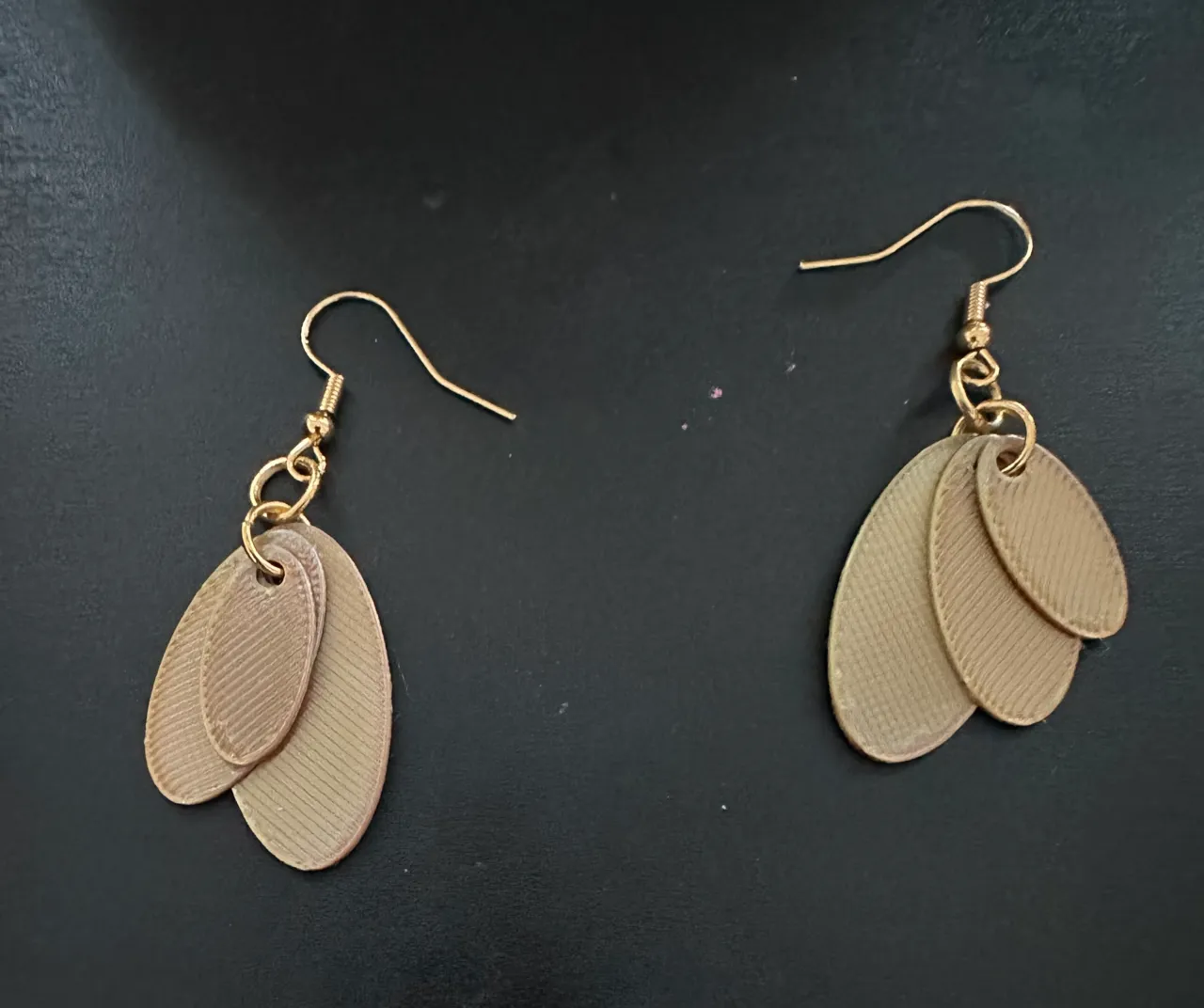 Oval layered earrings view 2