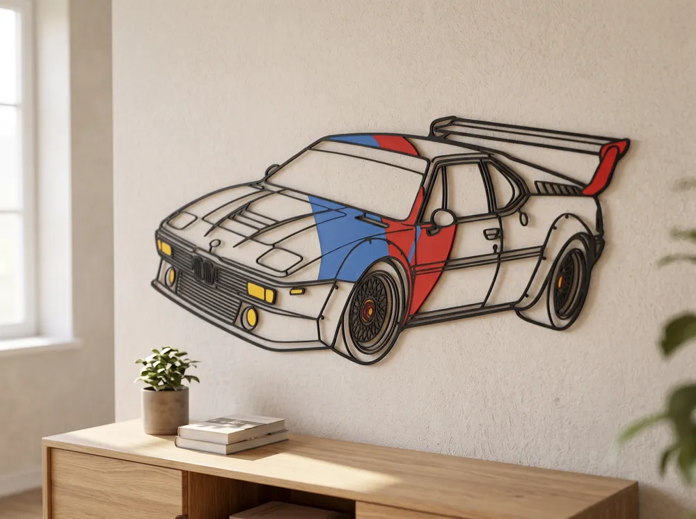 Racecar BMW M1 Procar Legend WallArt - Free 3D Print Model - MakerWorld