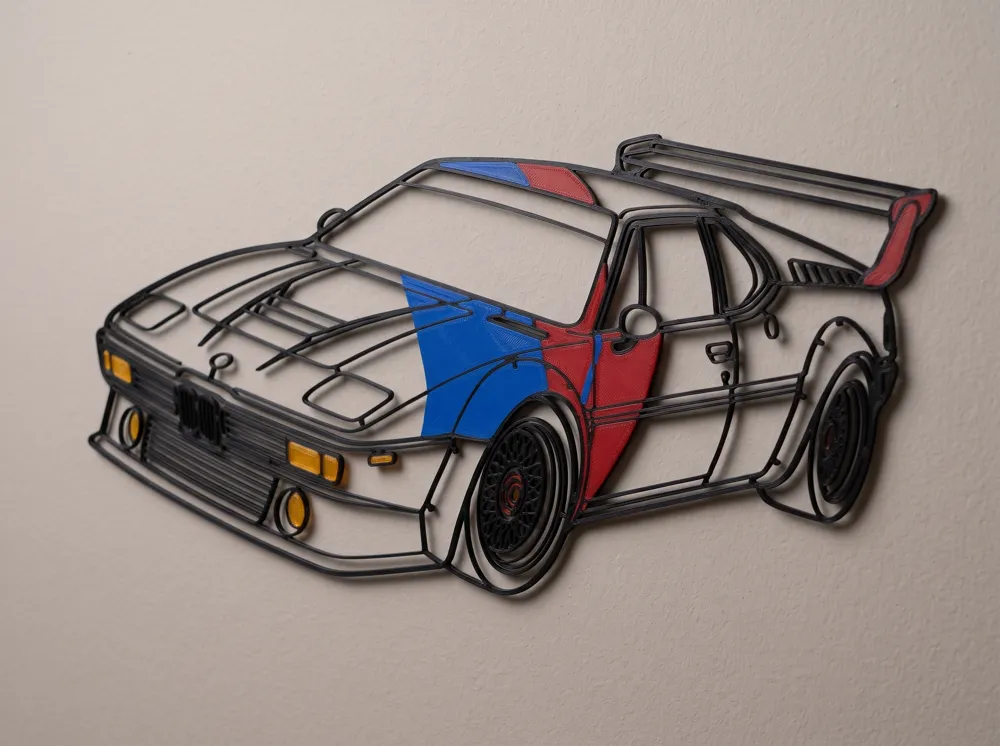 Racecar BMW M1 Procar Legend WallArt - Free 3D Print Model - MakerWorld