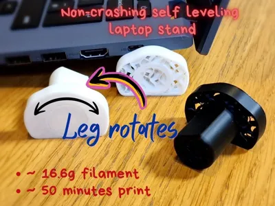 Laptop stand, riser, -non-crashing, self-leveling 