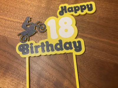 Cake Toper Happy Birthday 18 Motocross