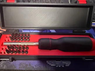 Case with insert to hold LTT Screwdriver and bits.