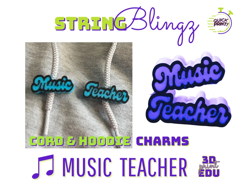 Music Teacher StringBlingz | Hoodie Cord Charms