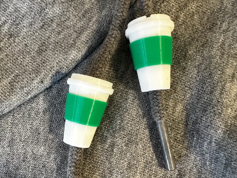 Coffee Cup Hoodie Drawstring Beads