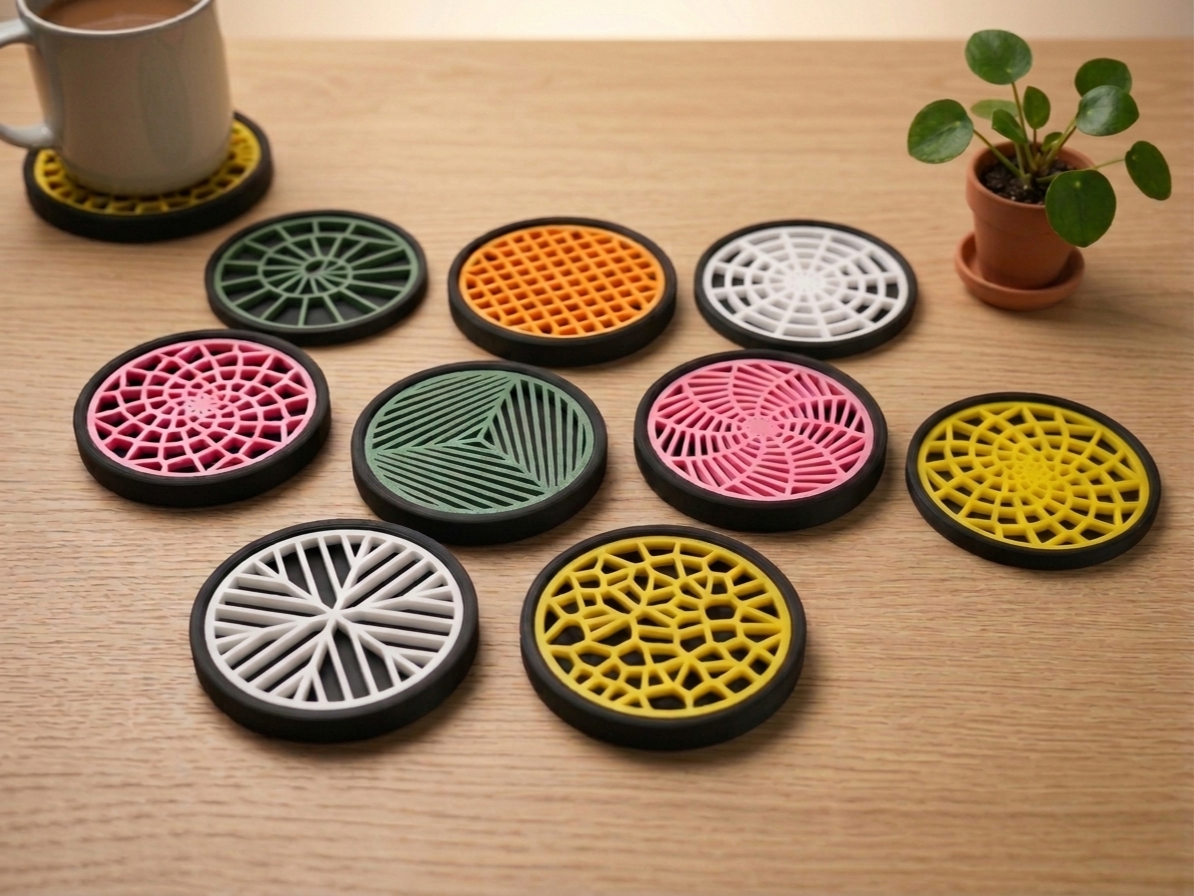 Pattern Coaster Set - Base and 9 Geometric Inserts
