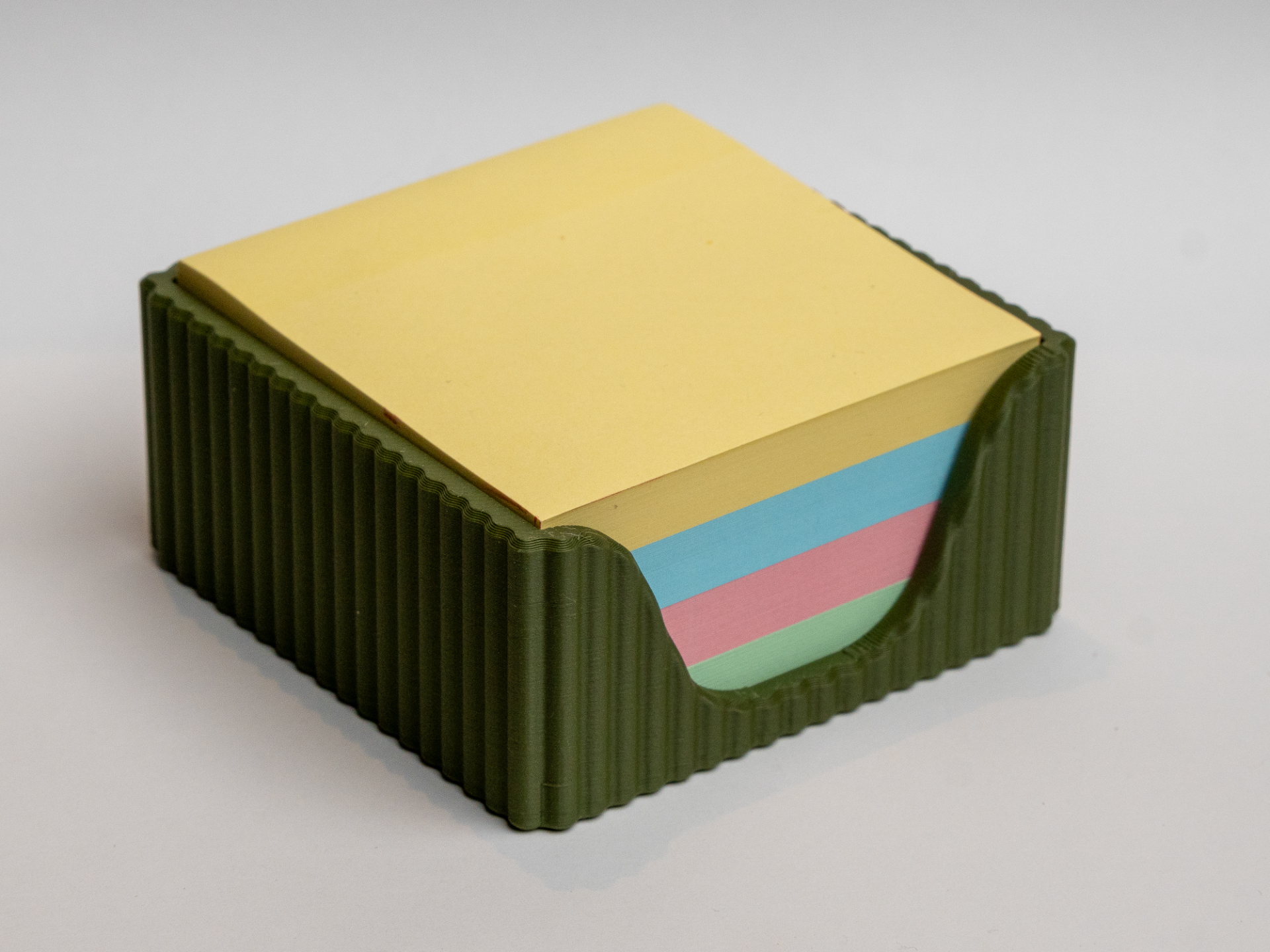 Ribbed Sticky Note Holder — Minimal Desk Organizer