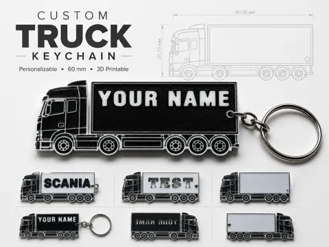 Llavero de camión personalizado con nombre — referencia de MakerWorld