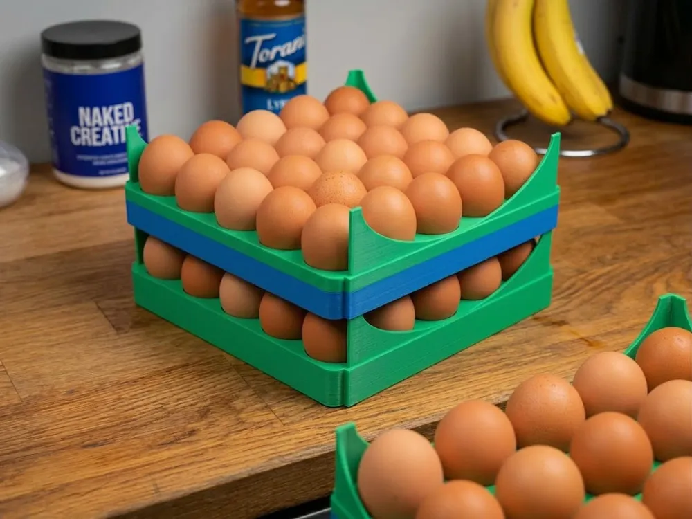 The Egg Tray Organizer (25 count) - Free 3D Print Model - MakerWorld