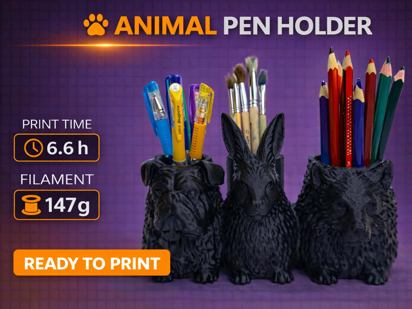 Penholder – Hund, Hase & Wolf 