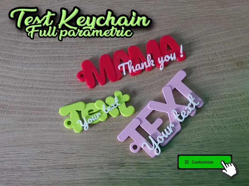 Text in text keychain / Tag - Full parametric