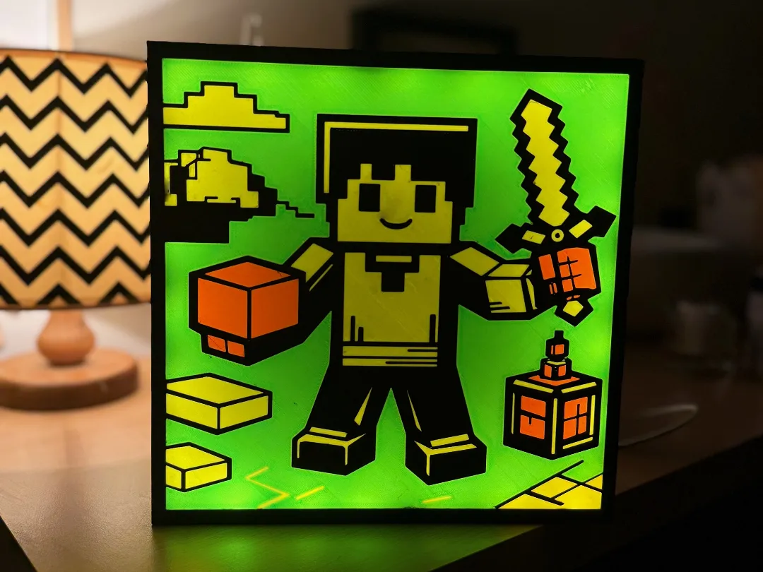 Minecraft Lightbox MakerWorld LEDBox Lightbox Design Minecraft-Style - Free 3D Print Model ...