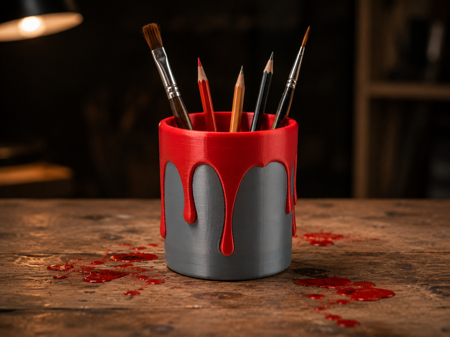 Dripping Paint Pen & Brush Holder – Desk Organizer