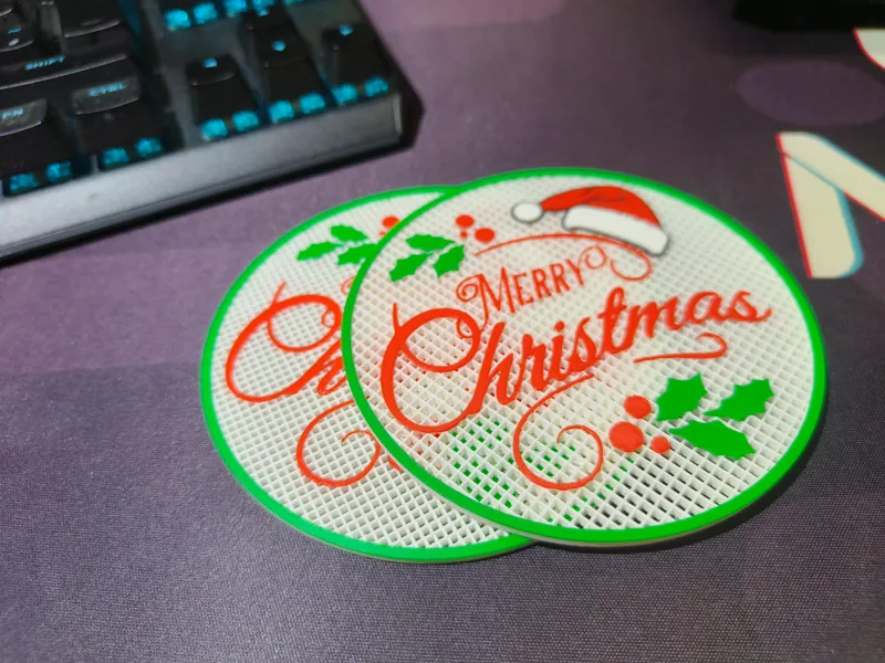 Mesh Christmas Coaster Set (Merry Christmas)