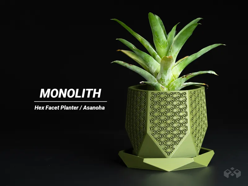 Hex Facet Planter – Monolith (Asanoha Edition)