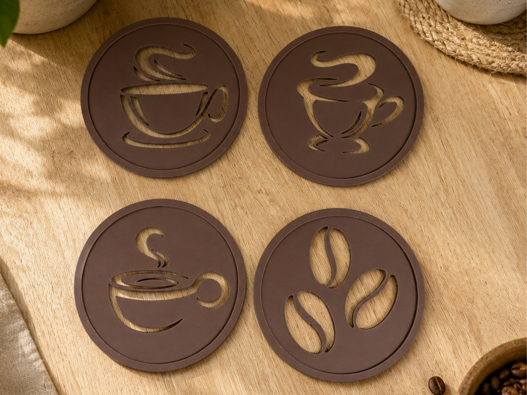 Coffee coaster with beans 