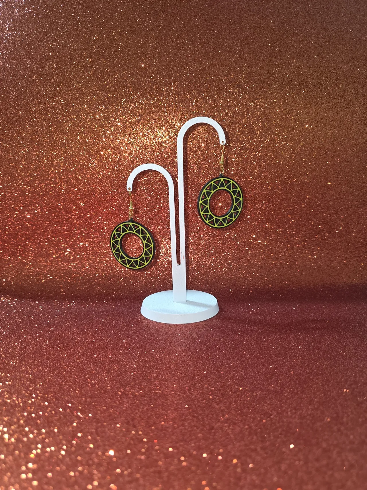 Geometric sunflower earrings view 3