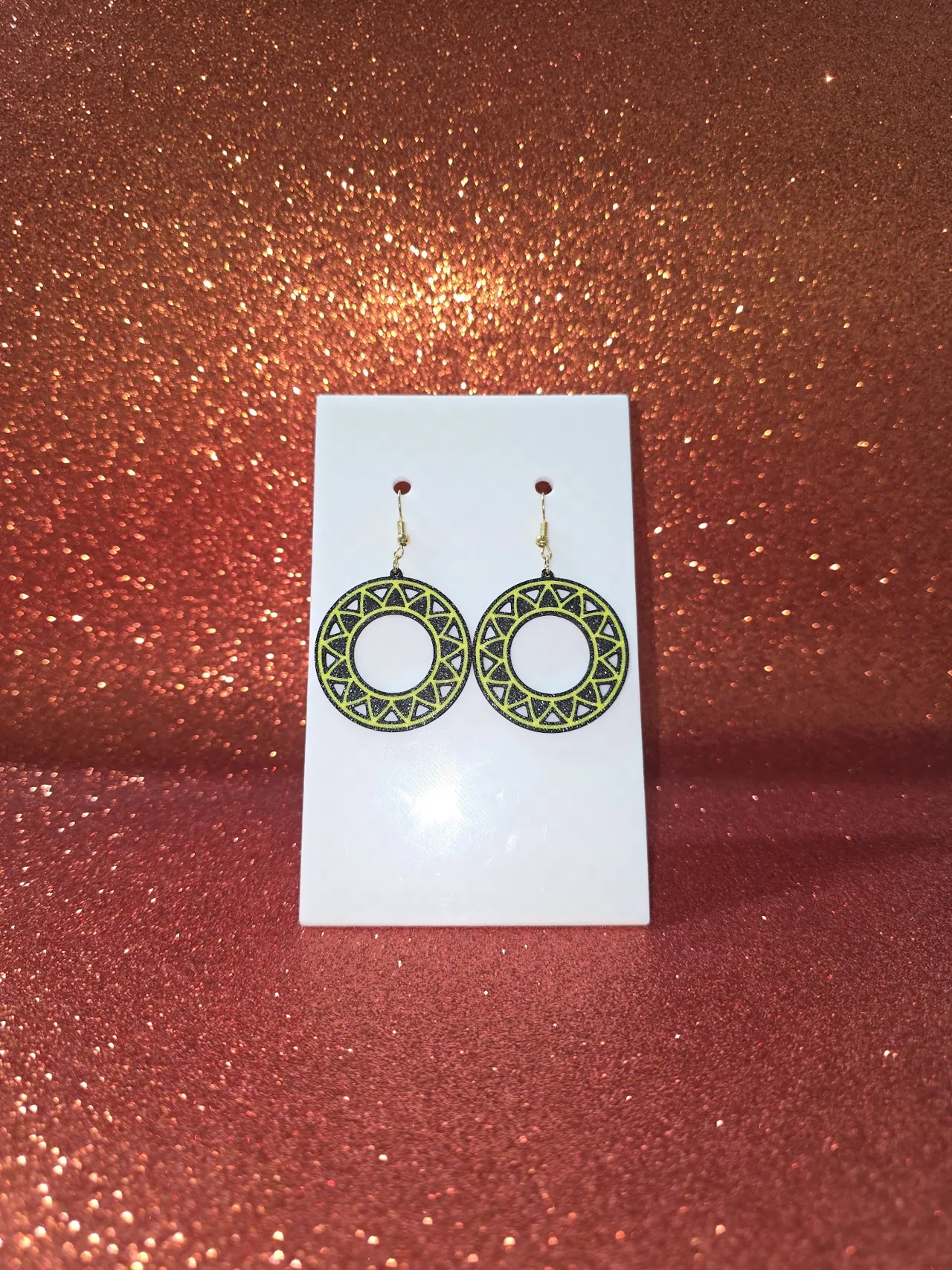 Geometric sunflower earrings view 2