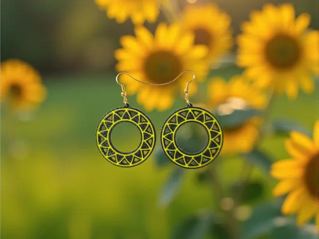 Geometric sunflower earrings