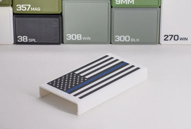 US FLAG BACK THE BLUE AMMO BOX LID