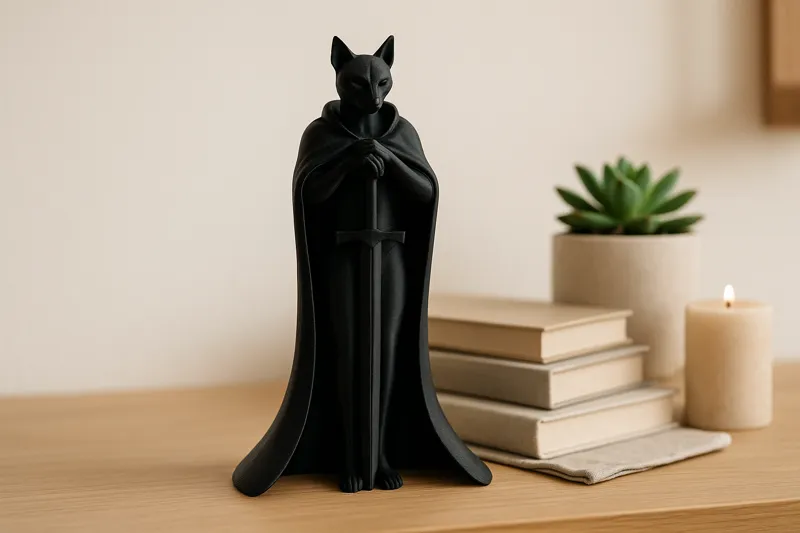 Cat Knight Sculpture – Gothic Cat Figurine