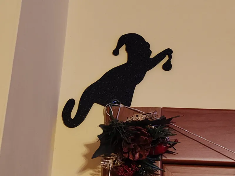 GATTO DI NATALE PER DECORAZIONE PORTA