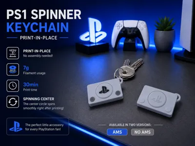 PS1 Spinner Keychain Print-in-Place  AMS & No AMS