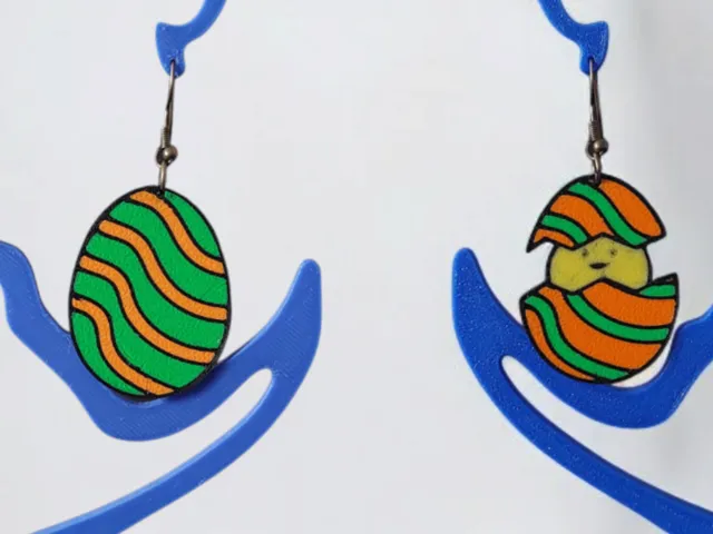 Multicolor Easter Chick & Egg Earrings