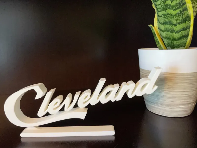 Cleveland Script Desk Sign | 3D Ohio Shelf Decor