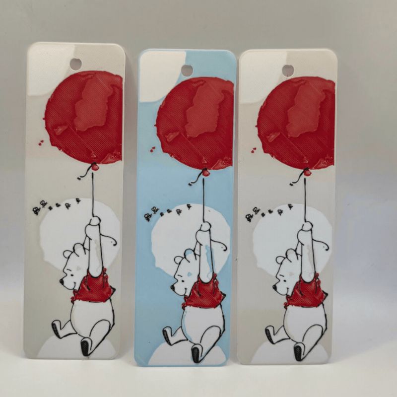Cute bear flying with balloon 5 colours bookmark