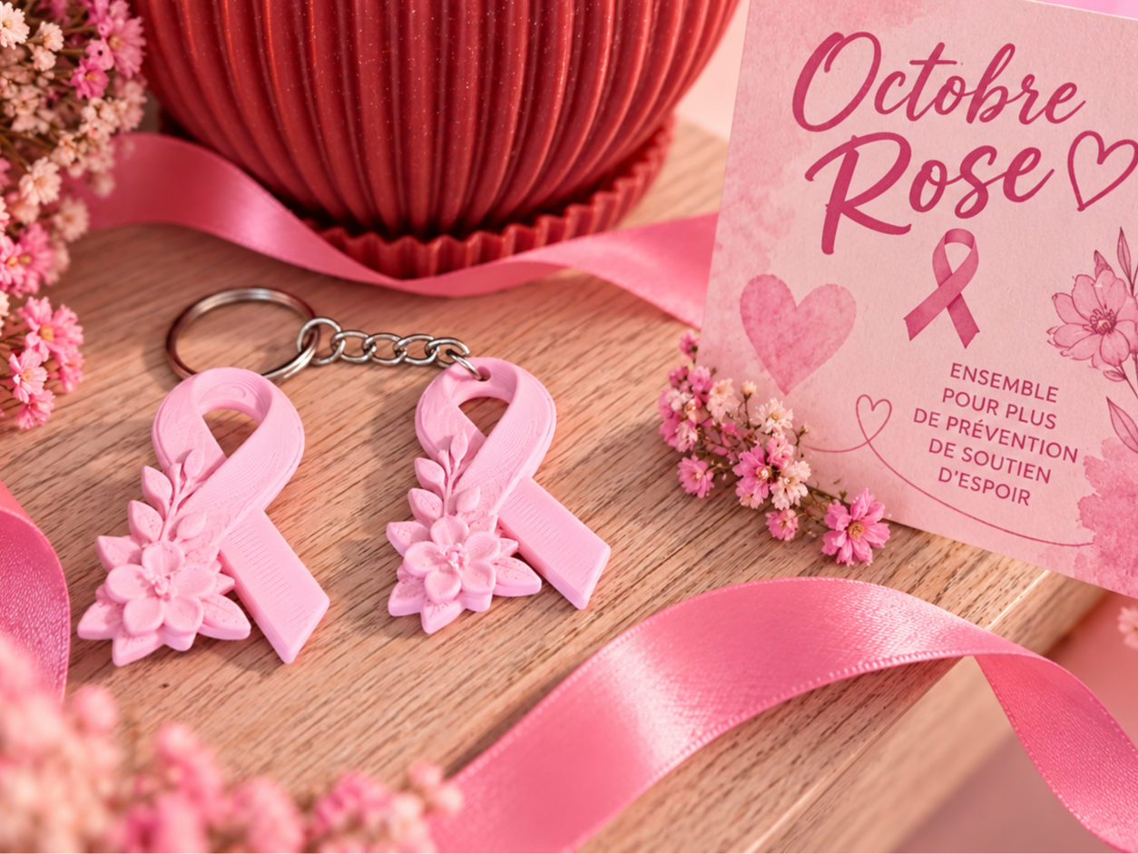 Porte-clé / Broche Octobre Rose - 1