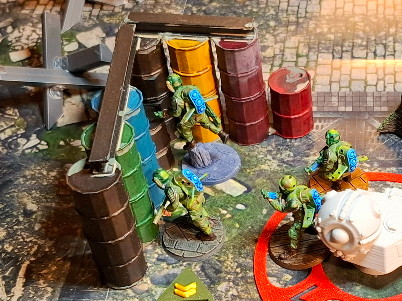 L-Shape Barrel Wall with RSJs - Wargame Terrain