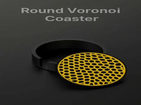 Round Voronoi Coaster with Holder