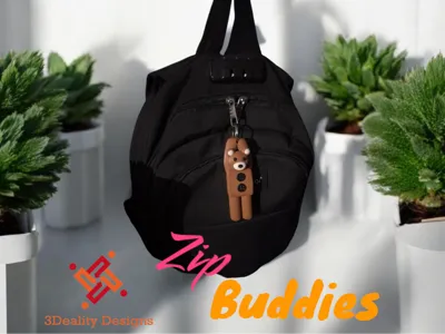 Zip buddies bear keyring