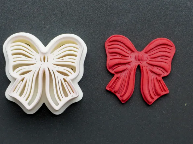 Christmas Large Bow Polymer Clay Cutter Earrings