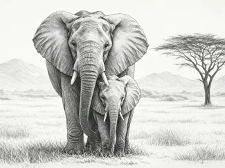 éléphant et son petit 
