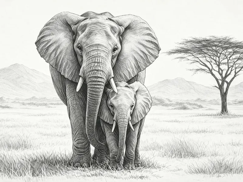 éléphant et son petit 