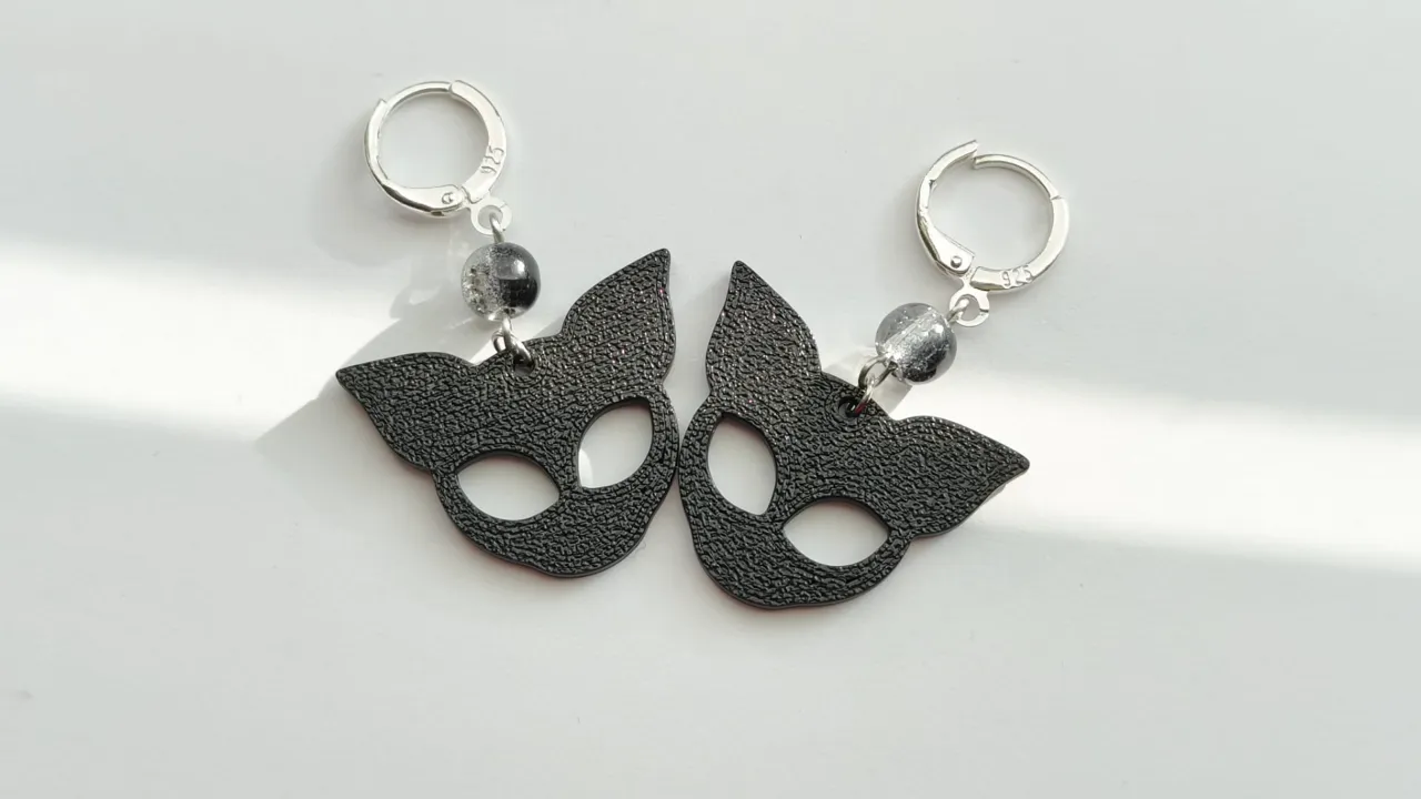 Cat head earrings view 2